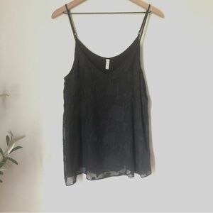 GENTLEFAWN Sheer flowered pattern overlay camisole in black